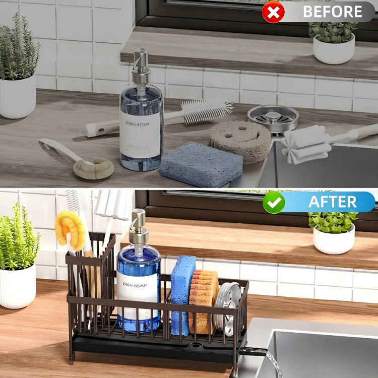 Brown Sponge Holder for Kitchen Sink