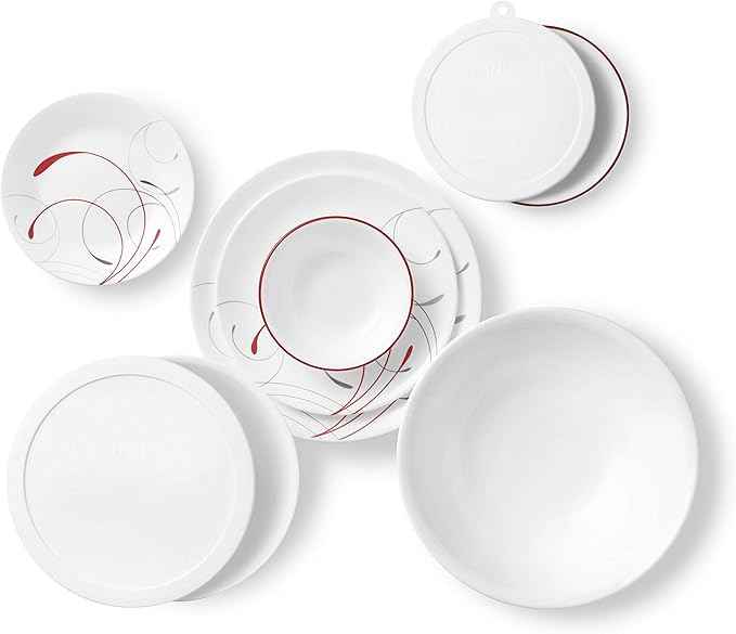 Corelle Vitrelle 78-Piece Service for 12 Dinnerware Set, Triple Layer Glass and Chip Resistant, Lightweight Round Plates and Bowls Set, Splendor