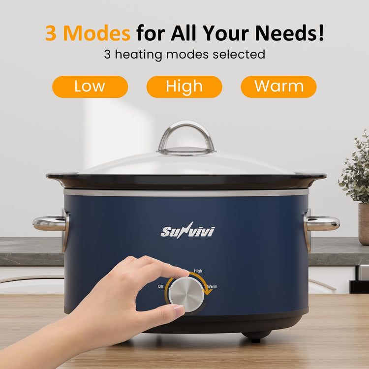 4 Quart Slow Cooker & Mini Food Warmer with 3 Heating Settings