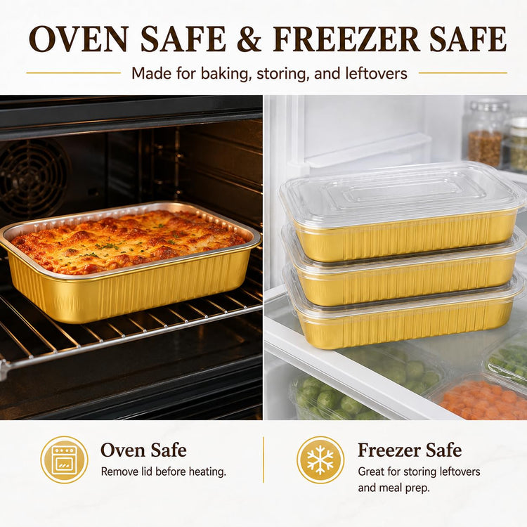 40 Pack 8.7"×6" Aluminum Pans with Lids Heavy Duty (40 Count)