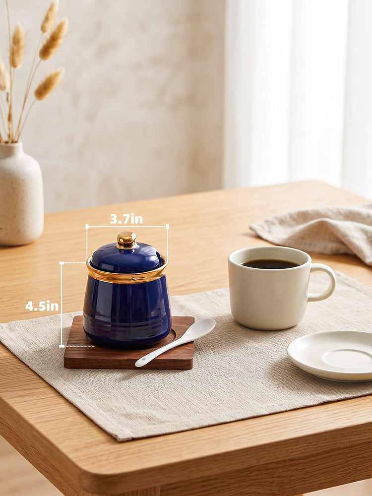 12oz Ceramic Sugar Bowl with Lid and Spoon