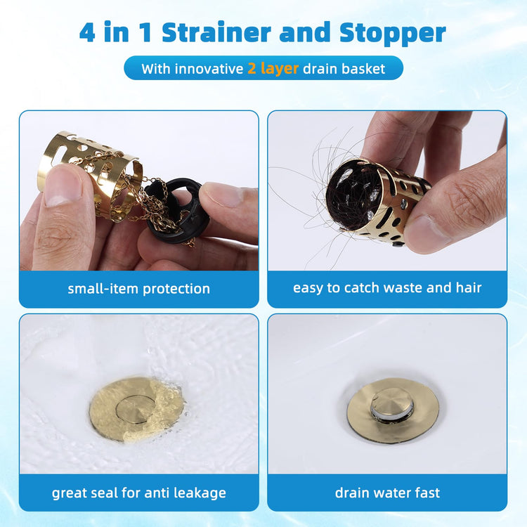 2PCS Universal Bathroom Sink Drain Strainer Hair Catcher (2 Count)