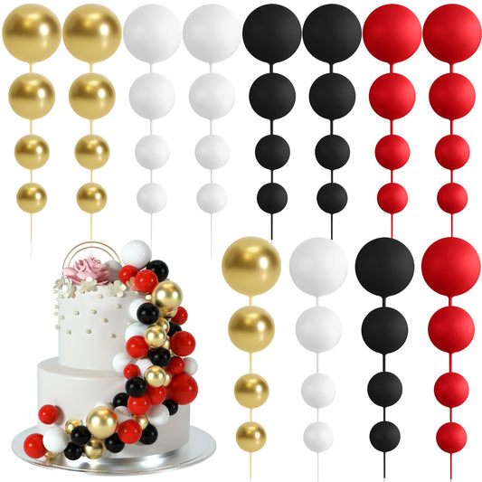 48 Pcs Balls Cake Topper Decorations Balloon Cupcake Toppers Foam Cake Topper Balls Cake Balls Decorations for Birthday Party Wedding Cake Decorating (48 Count)