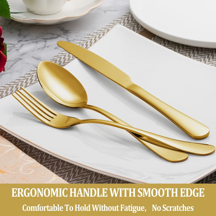 30 Pcs Gold Silverware Set Service for 6 (30 Count)