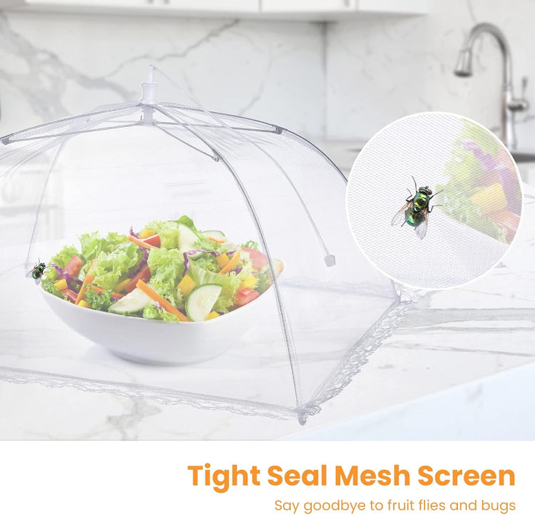 Food Covers for Outside - 2 Extra Large (40 x 25 in) & 6 Large (17 x 17 in) Food Tents/Food Covers for Outdoors Mesh Screen, Picnic Pool Party Supplies, Pop-Up and Collapsible