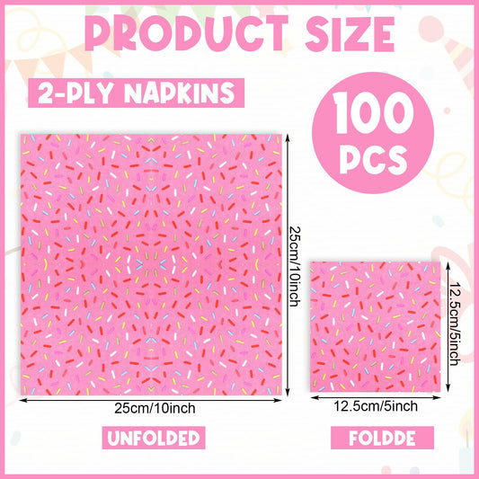 100 Pcs Sprinkles Donut Napkins Birthday Party (100 Count)