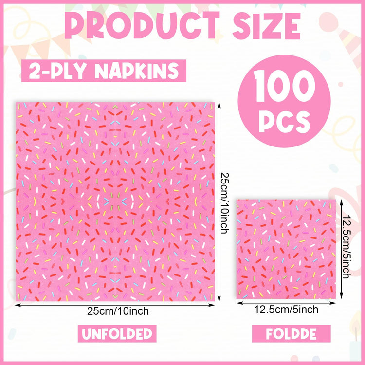 100 Pcs Sprinkles Donut Napkins Birthday Party (100 Count)