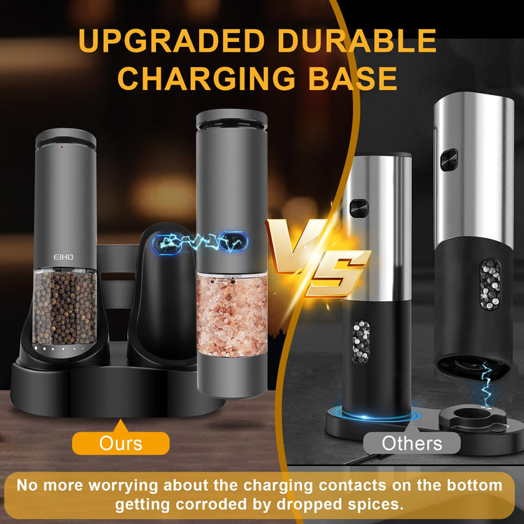 Electric Salt and Pepper Grinder Set USB Rechargeable (2 Count)