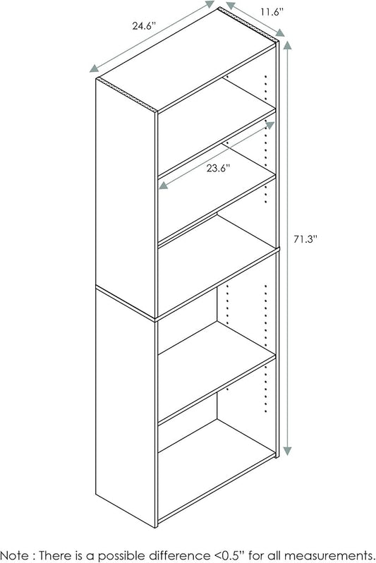 FURINNO Wright 5-Shelf Bookcase, Cinnamon Cherry