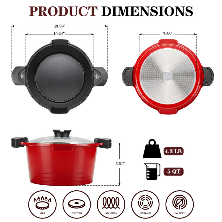 5.0qt Pasta Pot with Strainer Lid