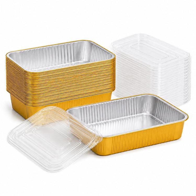 20 Pack 11"×8"×2" Aluminum Pans with Lids Heavy Duty (20 Count)