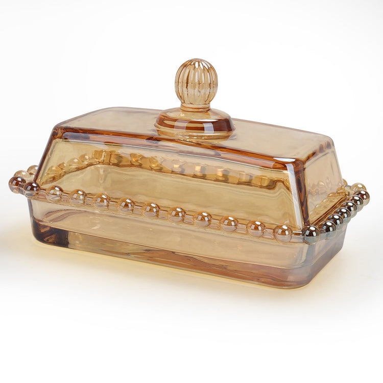 Retro Country Glass Butter Dish with Lid Vintage Butter Holder