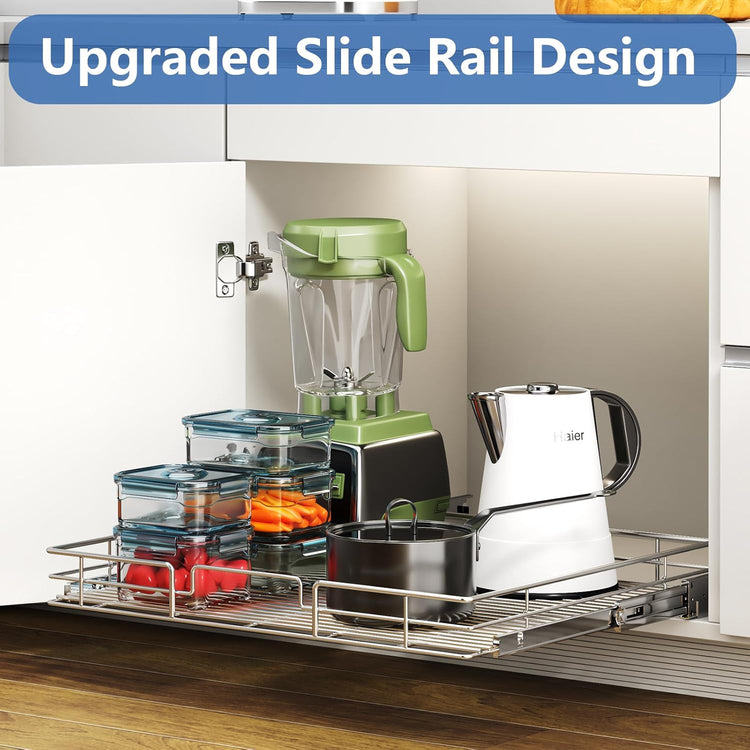 ROOMTEC Pull Out Cabinet Organizer, Cabinet Pull Out Shelves 30" W x 21½" D, Heavy Duty Cabinet Drawers Slide Out Kitchen Cabinet Organizers Storage Shelf