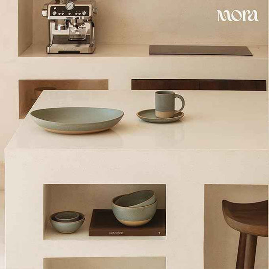 MORA Jumbo and Large Serving Dishes Set of 2, 13 inch and 12 inch Ceramic Pottery Oval Platters - Microwave, Oven and Dishwasher Safe - Peppercorn & Terracotta