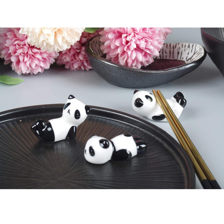 YEYILILINHONG 6PCS Cute Ceramic Panda Chopsticks Rest Rack Stand Holder for Chopsticks (6 Count)