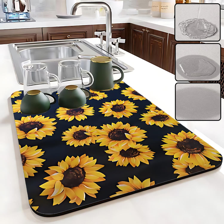 Sunflower Dish Drying Mat