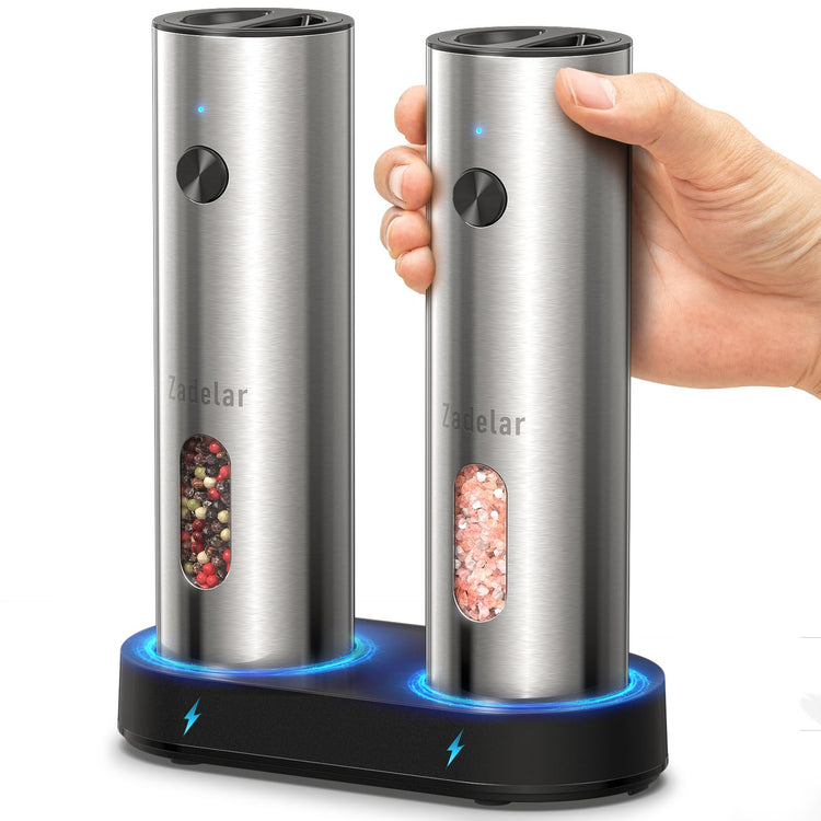 Rechargeable Electric Salt and Pepper Grinder Set with USB (3.72 Ounce)