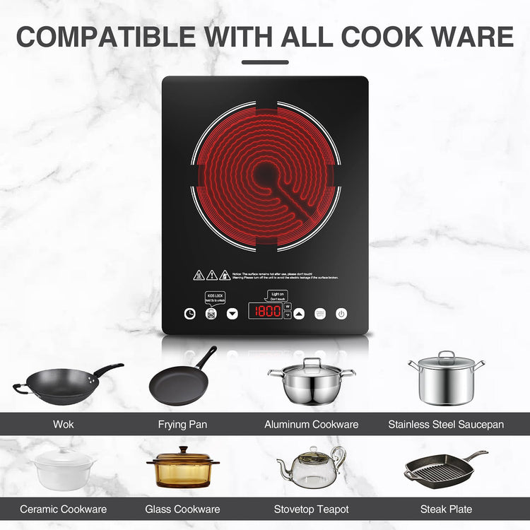 Electric Cooktop Single Burner Portable Stove 1800W 110v