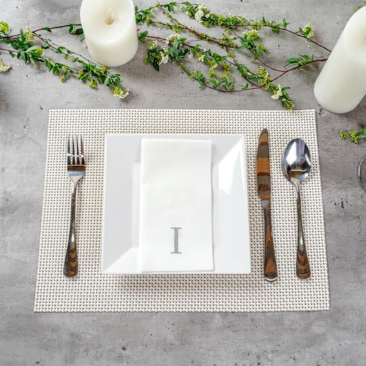 Silver I White Linen Feel Guest Towel Napkin (2000 Count)