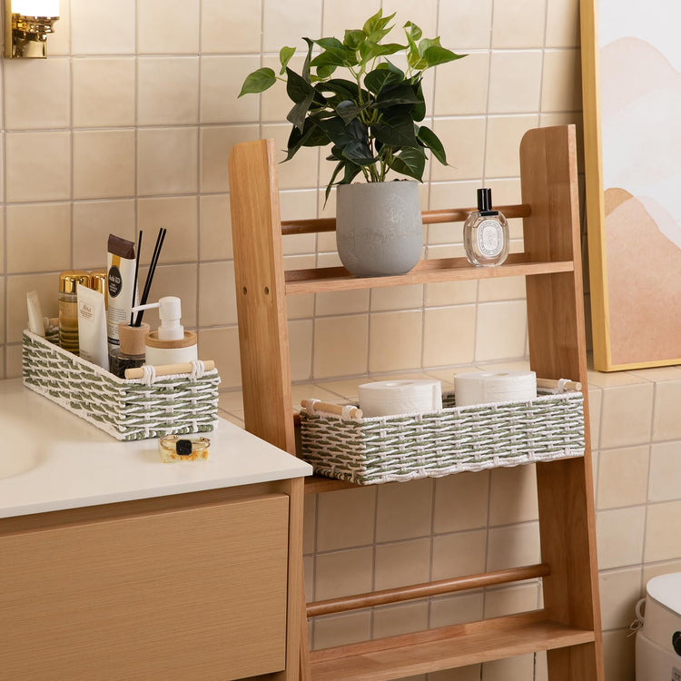 Toilet Paper Baskets Handmade Paper Rope Decorative Wicker Storage Tank Shelf Cabinet Organizer for Bathroom Home (2 Count)