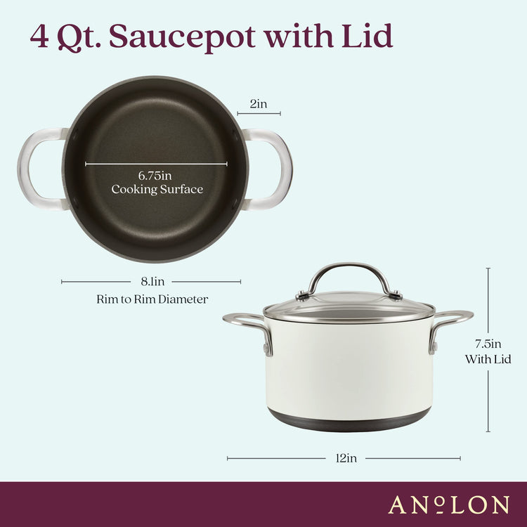 Achieve Hard Anodized Nonstick Saucepot with Lid