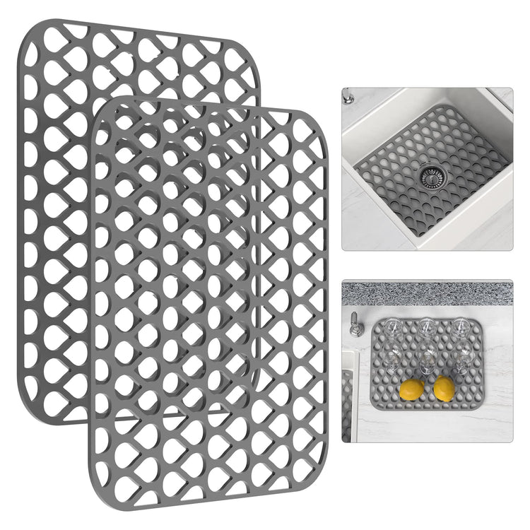Silicone Sink Mat 2PCS TOOVEM Sink Protectors for Kitchen Sinks