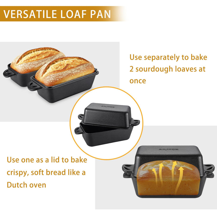 Cast Iron Loaf Pan with Lid 9x5 Inch (2 Count)