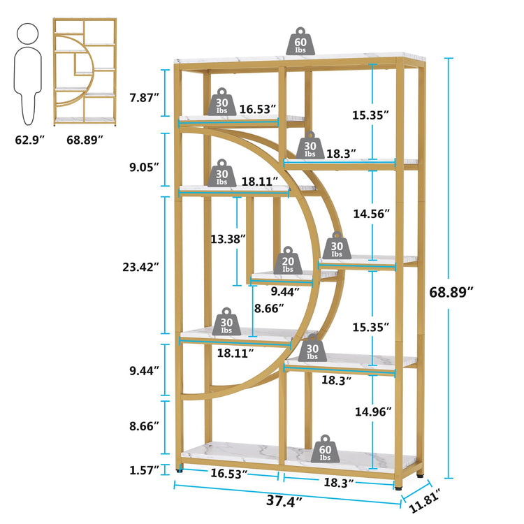 Bookshelf Industrial Etagere Bookcase (2 Count)