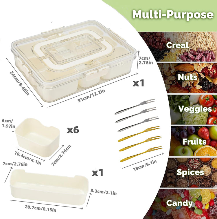 Divided Serving Tray with Lid & Handle&6 Forks