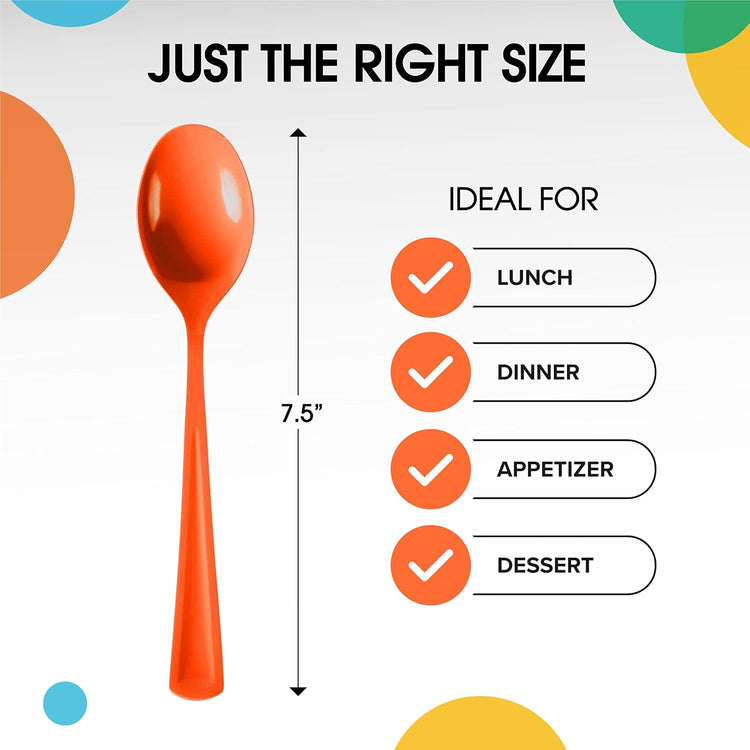 Orange Plastic Spoons 200 Pcs Orange Spoons Disposable Utensils Heavy Duty Plastic Cutlery Set Disposable Cutlery Sets Flatware Sets Silverware Set Party Supplies & Party Tableware Party Solids