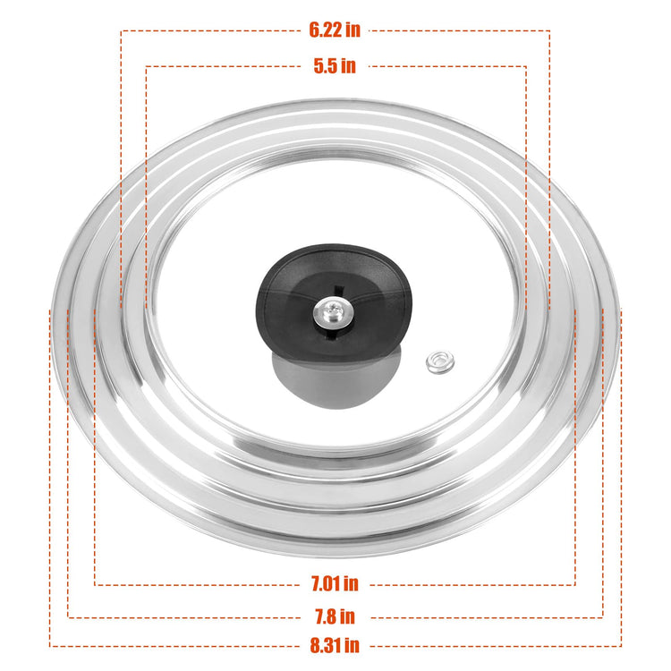 Universal Lids with Tempered Glass Top Fits 6