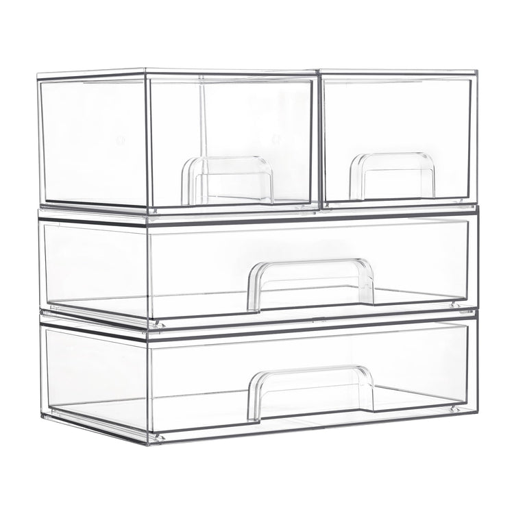 Clear Stackable Storage Drawers Set of 4 (4 Count)
