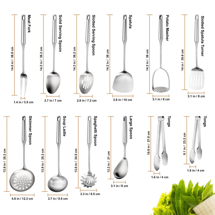 304 Stainless Steel Cooking Utensils Set (12 Count)