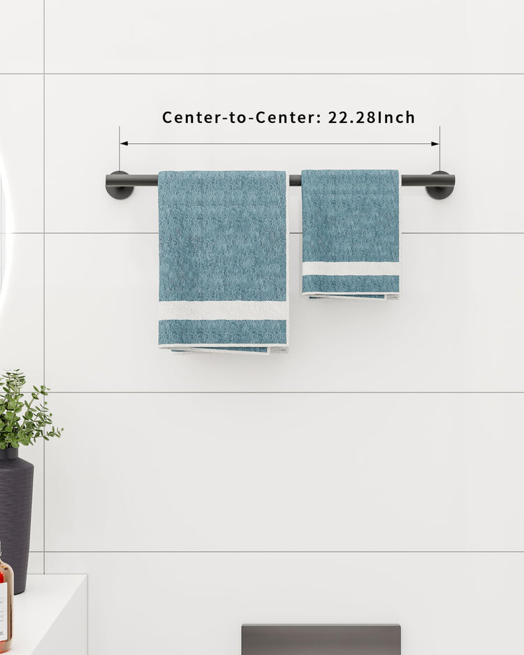 22 Inch Matte Black Towel Bar Towel Rack for Bathroom Kitchen Hand Towel Holder Dish Cloths Hanger SUS304 Stainless Steel RUSTPROOF Wall Mount Total Length 24 Inch