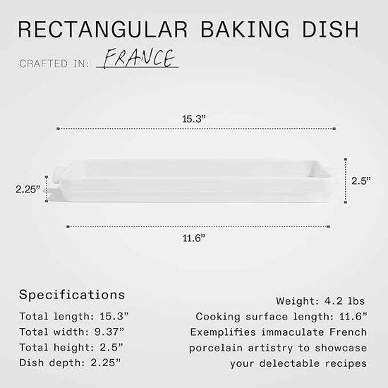 Made In Cookware - Rectangular Baking Dish - White - Hand Crafted Porcelain - Professional Bakeware - Made in France