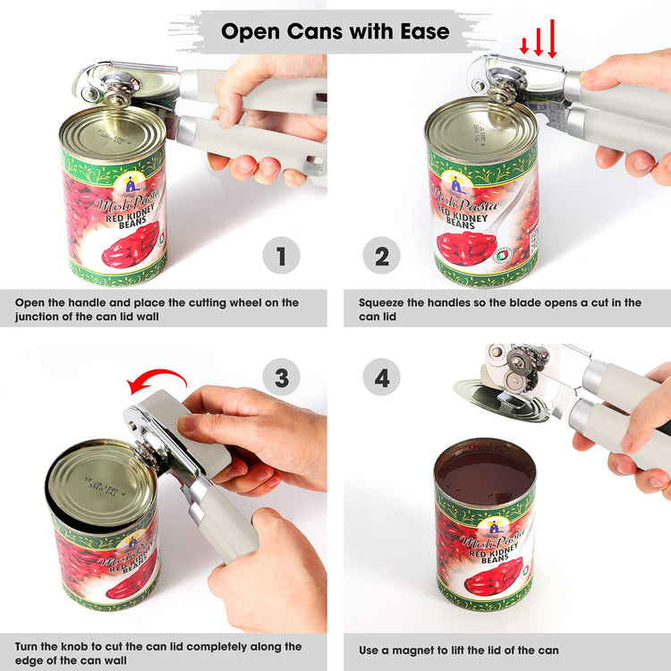 Heavy Duty Hand Can Opener Manual with Magnet Lid Remover