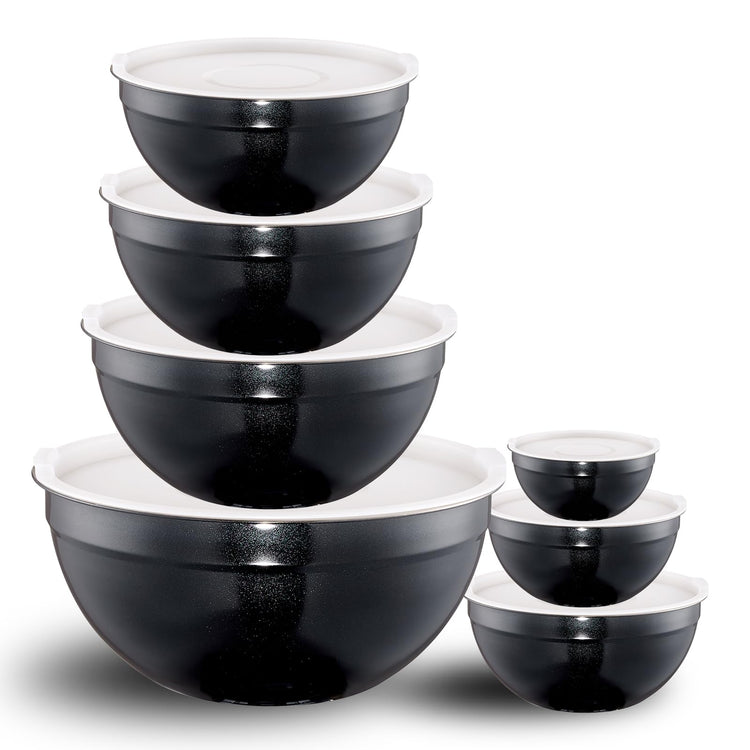 Black Mixing Bowls with Lids Set of 7