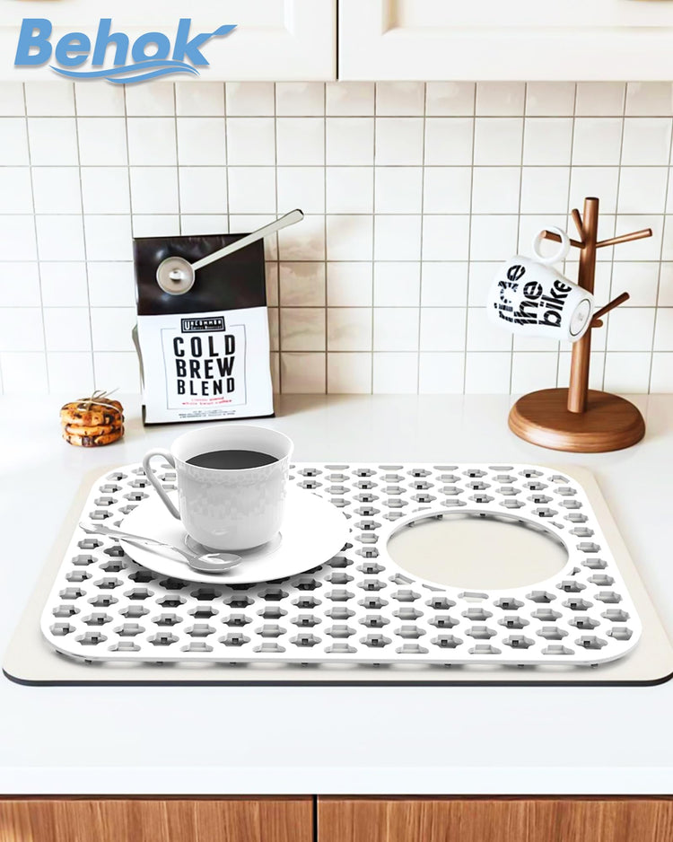 2 Pack Silicone Sink Protector Mat for Kitchen Sink Rear Drian White