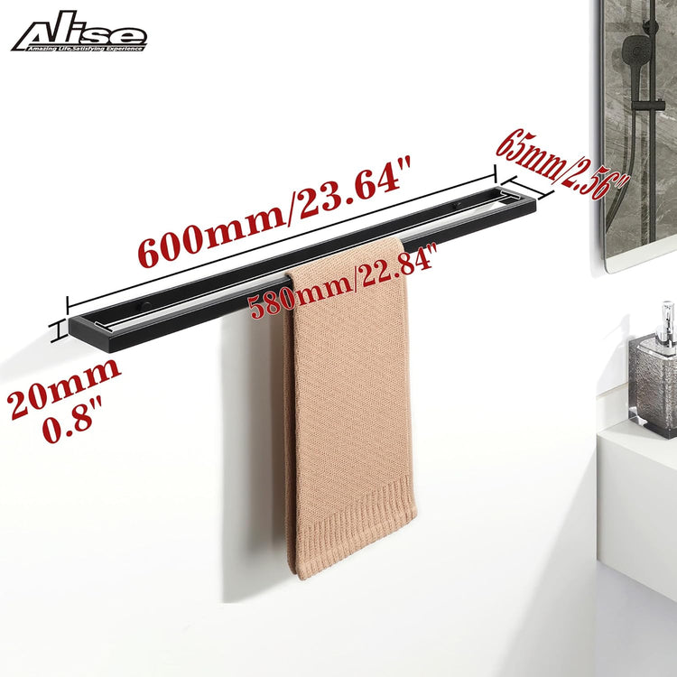 Alise Bath Towel Bars,24 Inch Towel Holder Towel Racks for Bathroom and Lavatory,SUS304 Stainless Steel Hand Towel Hanger Rail Wall Mount,Matte Black GJF060-B