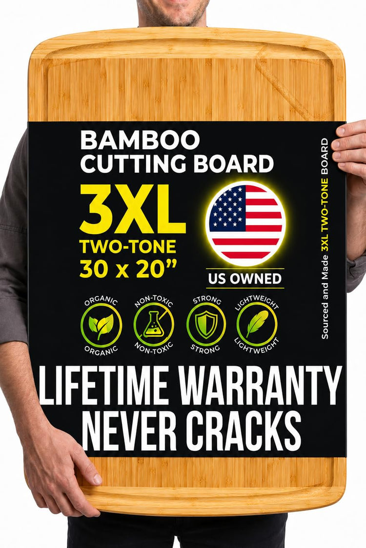 ENORMOUS 30 x 20 Organic Extra Large Cutting Board with Lifetime Replacements