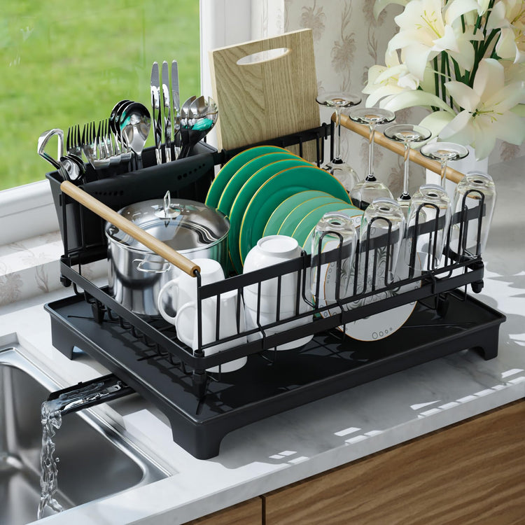 Dish Rack for Kitchen Counter with Drainboard