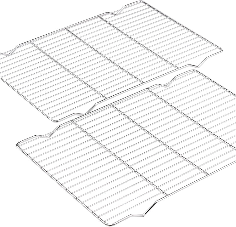 2-Pack Cooling Racks for Baking, 10x15 Inch Heavy Duty Stainless Steel Wire Baking Rack for oven cooking, Oven Safe Cookie Cooling Rack Set, Fits Half Sheet Pan, Dishwasher Safe & Non-Toxic