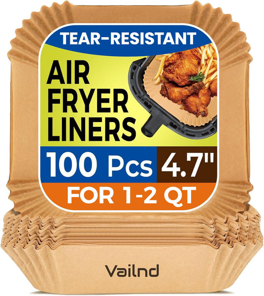 100Pcs Small 4.7 Inch Square Air Fryer Liners Disposable for 1