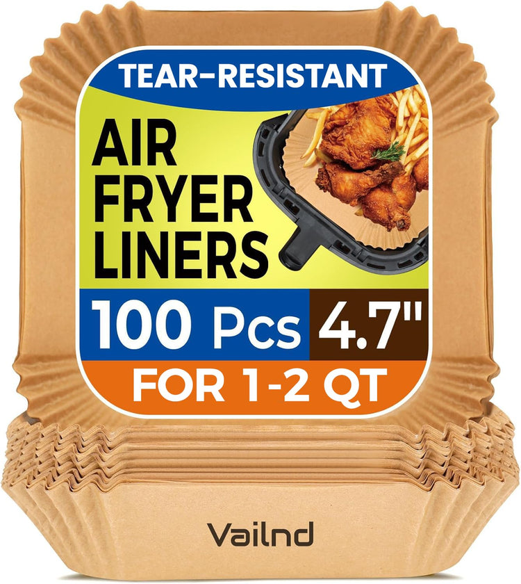 100Pcs Small 4.7 Inch Square Air Fryer Liners Disposable for 1