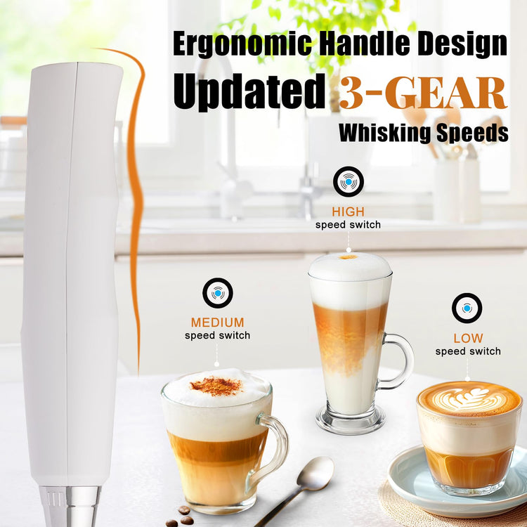 White Milk Frother Wand for Coffee