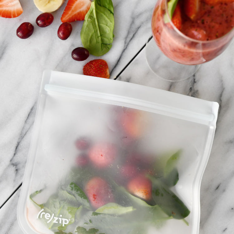 re) zip 5-Piece Flat Lunch Reusable Food Storage Bags, BPA-Free, Leakproof, Freezer Safe, Dishwasher Safe, Travel Friendly, (3) Sandwich (3.5-Cup/28-Ounce), (2) Snack 1-Cup/8-Ounce Bags, (Clear)