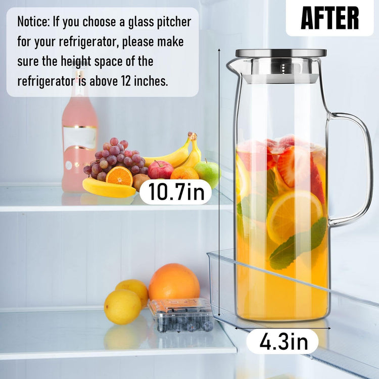Glass Pitcher with Lid and Spout 50oz