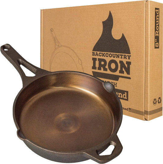 Backcountry Iron 8 Inch Smooth Wasatch Pre-Seasoned Round Cast Iron Skillet - Nestoria