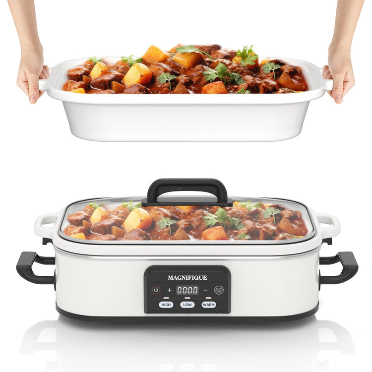 4 Quart Casserole Programmable Slow Cooker with Ceramic Baking Dish