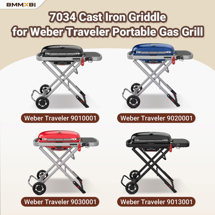 Cast Iron Griddle with Carry Bag for Weber Traveler Grill 9010001 9020001